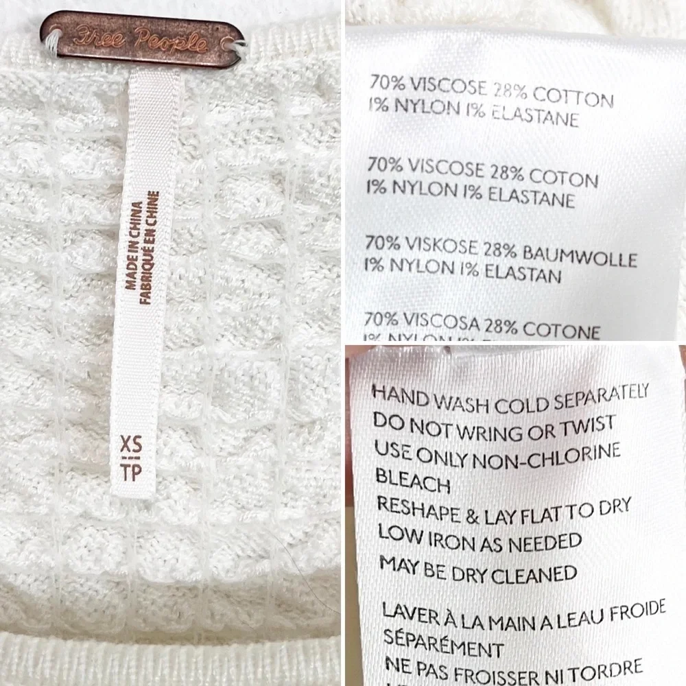 BOGO! Free People Free Spirit Smocked Peplum Pullover Sweater Cream XS
